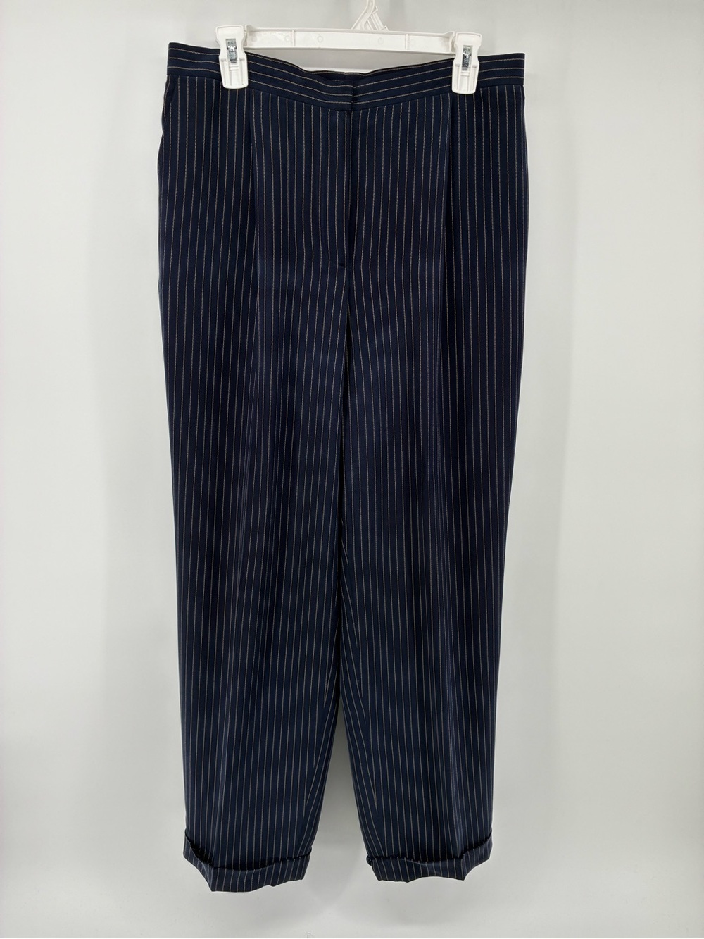 Lauren Ralph Lauren 100% Silk Navy Pinstripe Dress Pants